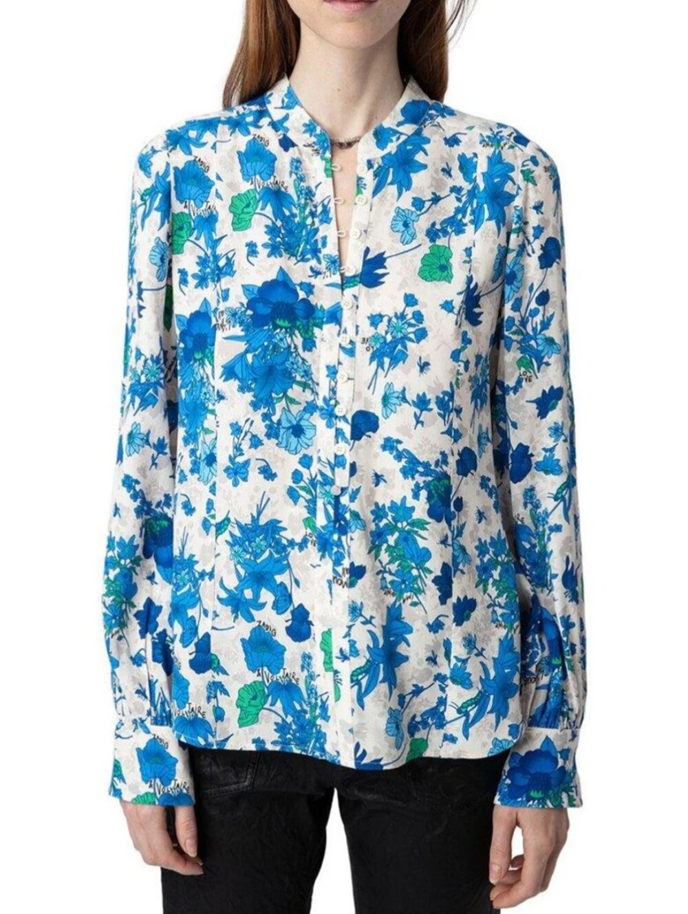 NWT ZADIG & VOLTAIRE Twina Crêpe Garden Flowers Shirt Blouse Top Sz Medium